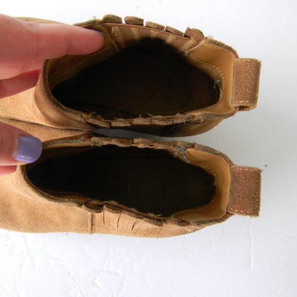 Jack Rogers WM'S Liddy Suede Leather Ankle Bootie Brown 7M Scalloped Pull On - Picture 7 of 8